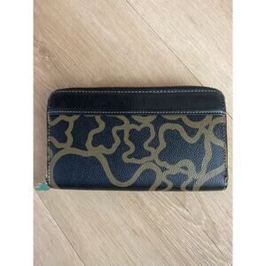 Tous wallet black and camel classic print leather nwot